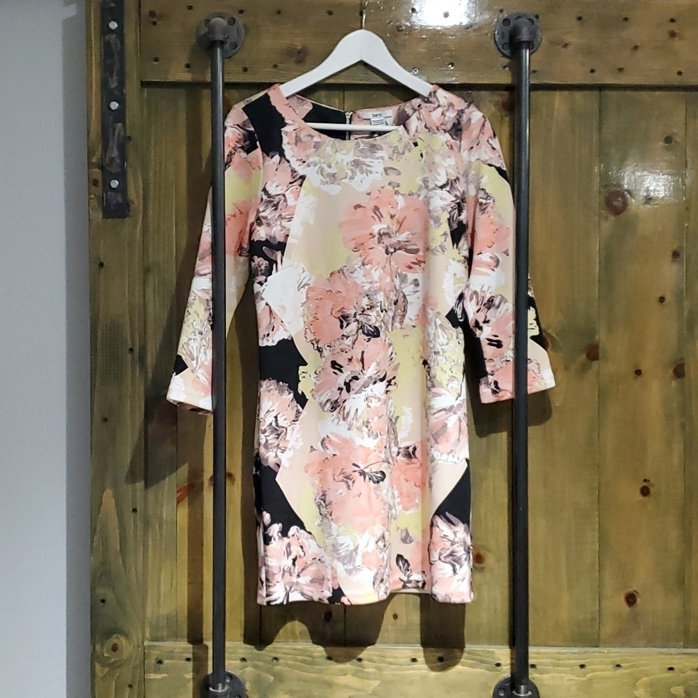 BAR III FLORAL LONG SLEEVE BODYCON DRESS SIZE LARGE